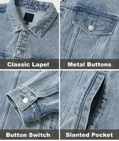 Veste en jean classique pour homme, col à revers, prix d'usine, fabricant OEM ODM, logo personnalisé, vêtement d'extérieur délavé, vente en gros