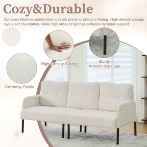 Sofá Cama Doble Extra Grande, Moderno, de Felpa, Tapizado en Corduroy, con Espuma Viscoelástica Ecológica, Acogedor, para Dormitorio, con Patas de Metal - Product Image 2