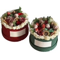 Nueva llegada caja de embalaje de flores caja redonda de flores de franela de punto de Navidad para arreglo floral