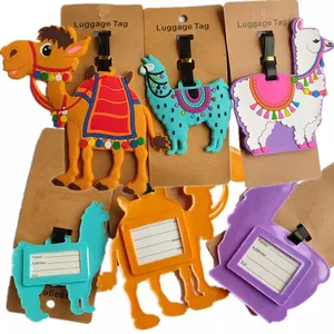 Étiquettes de bagages de dessin animé Camel alpaga, porte-valise, accessoires de voyage ID Addres, étiquette Portable en Gel de silice, étiquette de bagages d'animaux