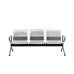 Chaise d'attente publique moderne multiplace, résistante à la corrosion, facile à nettoyer, en métal, aluminium et cuir PU, pour aéroport, hôpital, centre commercial, banque - Product Image 3