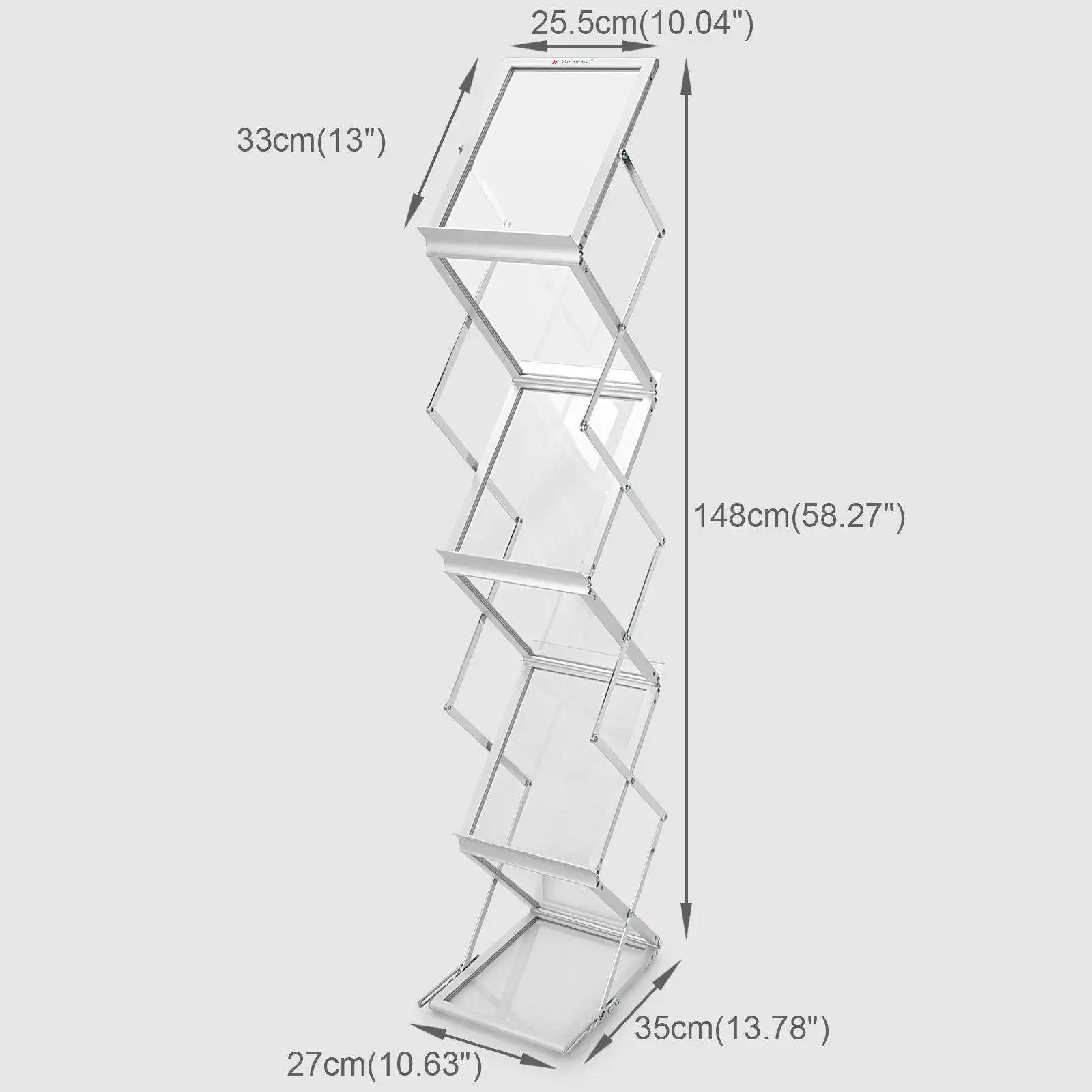 A4フロアスタンディング折りたたみ式アクリルメタルマガジンディスプレイラックメタルマガジンパンフレットホルダー