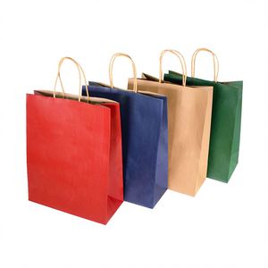 Sacs en papier kraft brun de luxe avec poignée pour aliments, emballage de magasin écologique, logo promotionnel de Noël - Product Image 1