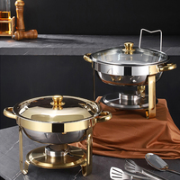 4,5L Edelstahl Runder Chafing Dish mit Deckel Hotel Restaurant Buffet Speisenwärmer Hervorragend zum Warmhalten und Aufbewahren von Speisen