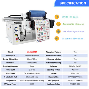 Print New 600x900mm/600x600mm 3 Heads Full Automatic Uv Flatbed Roll-to-roll Printer 6 Color Cmyk <b>White</b> Varnish 15ppm 2400dpi - Product Image 4