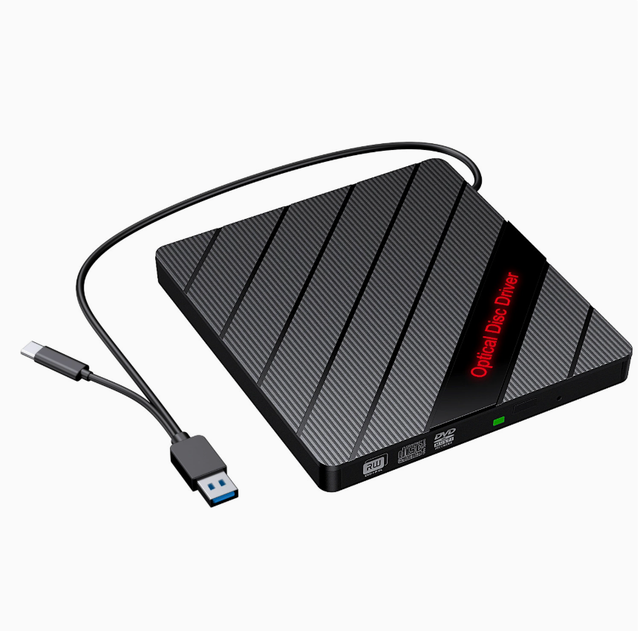 7 in 1 External Blu-ray burner with High-speed Read/write Optical Drive Dual USB-A/USB-C Interfaces for PC Laptop Mac