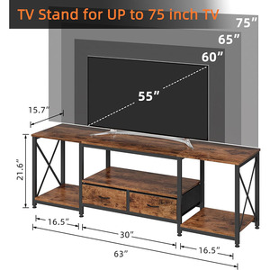 Console <span class=keywords><strong>TV</strong></span> industrielle 65 70 <span class=keywords><strong>75</strong></span> pouces Centre de divertissement Étagères de rangement ouvertes Tiroirs <span class=keywords><strong>en</strong></span> tissu Support <span class=keywords><strong>TV</strong></span> pour salon - Product Image 4