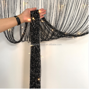 Denso Nero di Spaghetti Fringe String Filo Pannelli di Tamponamento Divisorio Fly Screen <span class=keywords><strong>per</strong></span> Soggiorno - Product Image 3