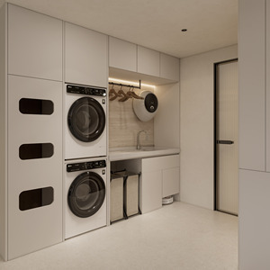 Mobile Lavanderia Moderno Personalizzato Eco-Friendly con Cassetti LED per Villa e Appartamento - Vendita Diretta dalla Fabbrica - Product Image 1