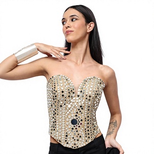 <b>Women's</b> Strapless Geometric Hollow Out Corset <b>Top</b> Sexy Clubwear <b>Tank</b> <b>Top</b> - Product Image 1
