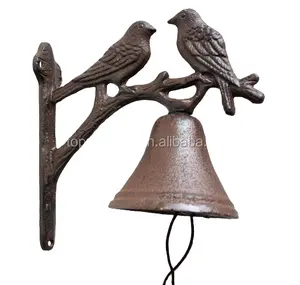 2024 Cast Iron Dinner Bell Antique Cast Iron Bronze Metal Door Bell Pull & 2 Bird Design