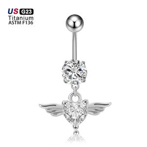 Bijoux de <span class=keywords><strong>piercing</strong></span> en titane F136, anneau de <span class=keywords><strong>nombril</strong></span> CZ, anneau de <span class=keywords><strong>nombril</strong></span> hypoallergénique G23, anneau de <span class=keywords><strong>nombril</strong></span> <span class=keywords><strong>ange</strong></span> - Product Image 2