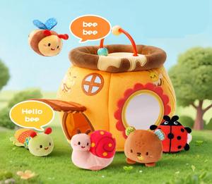 <span class=keywords><strong>Maison</strong></span> d'abeilles personnalisée, jouet éducatif sensoriel en peluche, <span class=keywords><strong>maison</strong></span> de miel, jouet éducatif avec hochets, abeilles en peluche pour le jeu des bébés, emballage en boîte de couleur - Product Image 2