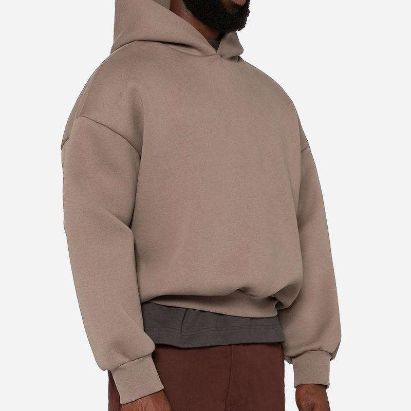 Düz kalın 500/400gsm boxy baskısız kapşonlu üst erkek pamuk boy polar özel kapşonlu üretici ağır kırpılmış Hoodie