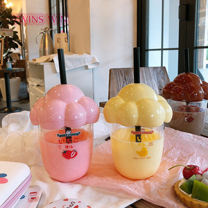 เห็ดหัวสร้างสรรค์ Spoof หากินนมถ้วยชาสาวสีชมพูน่ารักเช่น Tritan ขวดน้ำ CUP1539