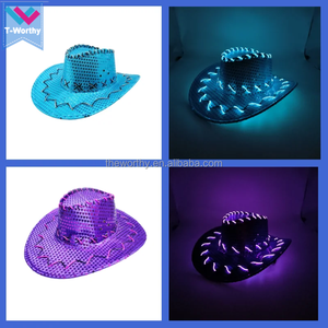 T-Worthy Chapeau LED rose néon pour femme EL Wire Sequins pour barre de Noël-Lumière clignotante pour la célébration du Nouvel An du poisson d'avril - Product Image 5