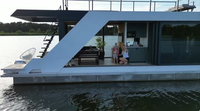 Maison flottante de luxe en aluminium avec chauffe-eau à gaz hors-bord, certificat ISO, chauffage au sol, capacité de 16 personnes, bateau-maison familial