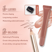 Kit de gloss à lèvres effet miroir sans cruauté animale avec crayon à lèvres, étiquette privée personnalisée, kit de gloss repulpant