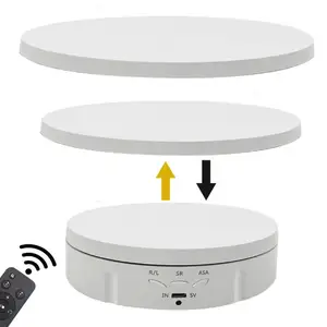 Motorized Rotating Display Stand,Electric Turntable, White Revolving Base for 360 Degree Product Images or Jewelry, Collectible Rotating Turntable