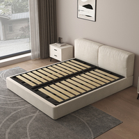 Cadre de lit double queen size moderne avec revêtement en tissu, style Kind, meubles de chambre à coucher