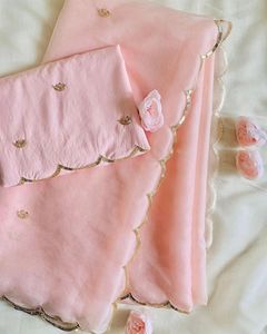 Sari en organza de haute qualité avec chemisier en Chanderi, tenue ethnique pour femme, sari léger de créateur pour mariage, festival, soirée - Product Image 3
