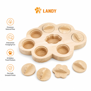 Juguete Interactivo de Búsqueda de Golosinas Ocultas, Caja de Forrajeo de Madera Natural para Conejos, Centro de Juego y <span class=keywords><strong>Ejercicio</strong></span> para Animales Pequeños - Product Image 1