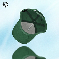 Topi Baseball Snapback 5-Panel Sporty Dobby Dot Terstruktur Warna Hijau untuk Dewasa, Logo Bordir, Tali Korduroi - untuk Penggunaan Luar Ruangan
