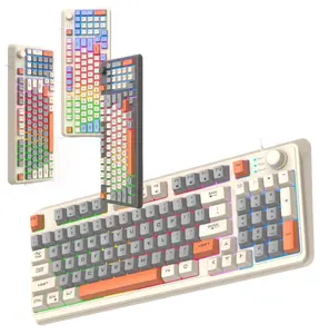 2023 Mechanische zweifarbige Tastatur 82 Tasten Doppeleinspritz-Tastatur kappe Kabel gebundene Tastatur mit Metallplatte
