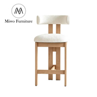 Chaise haute de cuisine moderne de luxe en bois de frêne avec tissu personnalisable, chaise de bar Insula, tabouret de bar moderne pour hôtel, pour salle à manger