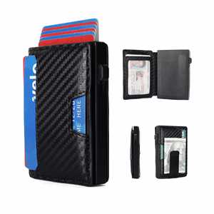 Clip Metálico Delgado para Tarjetas y Dinero para Hombre, Cartera Ligera para Negocios con Protección RFID, Microfibra Lisa para Tarjetas de Crédito - Product Image 1