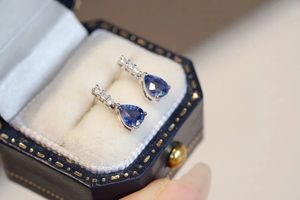 Xinfly 18K Gold Fine Jewelry Natural Sapphire Drop Shape <b>Earrings</b> <b>Cute</b> Style for Wedding Party or Gift - Product Image 5
