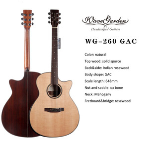 Guitare acoustique solide WG260 Wavegarden, semi-acoustique de haute qualité avec dos et côtés, bon prix - Product Image 5