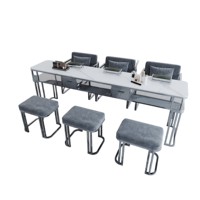 Table de Manucure Élégante en MDF Style Médiéval avec Étagères de Rangement Spacieuses – Ensemble Complet pour Salon, Spa et Studio de Beauté
