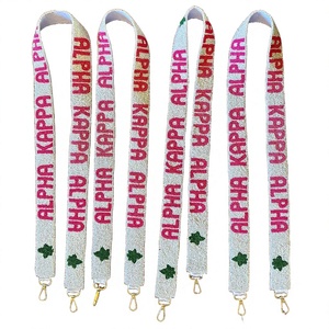 Northwestern State Demons Beaded Embroidered Letters Theme Purse Strap Purple White Chain Cotton Customizable High Quality <b>Game</b> - Product Image 2