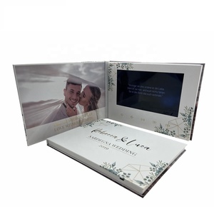 Biglietto d'<span class=keywords><strong>invito</strong></span> con video e schermo LCD, copertina rigida, 7.0 pollici, con carta in lamina d'oro, per matrimonio, compleanno, <span class=keywords><strong>cartolina</strong></span> video, Europa - Product Image 2