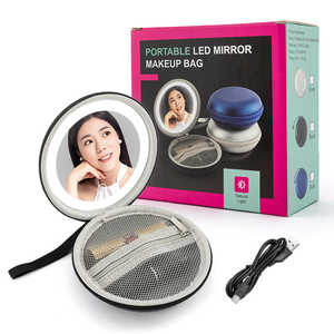 स्थानीय शिपिंग छोटे उपयोगी कॉस्मेटिक बैग वाटरप्रूफ पोर्टेबल यात्रा मेकअप बैग एलईडी दर्पण के साथ कॉम्पैक्ट कॉस्मेटिक बैग - Product Image 5