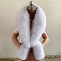 Zoefur Hiver Col en Véritable Fourrure de Renard Naturelle Luxe Couleur Unie Respirant Longue Écharpe en Fourrure Châles Manteau Veste Femme Ensemble de Manchettes en Fourrure
