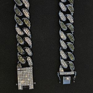 <span class=keywords><strong>Collar</strong></span> de cadena de eslabones cubanos, diamantes negros, estilo Hip Hop, 20MM - Product Image 6