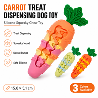 Jouet à mâcher couineur en silicone pour chien, distributeur de friandises en forme de carotte, pour le nettoyage dentaire et l'enrichissement interactif des chiots
