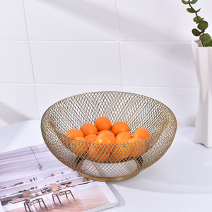 Corbeille à fruits double couche en fer forgé de style nordique, ronde, moderne, pour salon, bol de rangement alimentaire, paniers en métal - Product Image 4