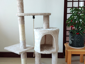 Lujo Multi-gato árbol blanco de gato rayado Post Condo, <span class=keywords><strong>casa</strong></span> de juego - Product Image 4