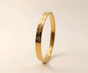 Men's Gold Plated Kada High Quality <b>Copper</b> and Brass Fashion Jewelry Classic Open Cuff <b>Bracelet</b> with Polished Finish for Men - Product Image 1
