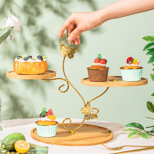 Ensemble de supports à gâteaux Lu Zhi Jiang, plateau de présentation en bois avec dôme en verre pour desserts, décorations de table de fête, style simple - Product Image 4