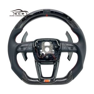 Volante de fibra de carbono LED personalizado privado Ever-Carbon Racing ECR para <span class=keywords><strong>Audi</strong></span> <span class=keywords><strong>Q7</strong></span> Q8 SQ7 SQ8 2020-2023 <span class=keywords><strong>Audi</strong></span> volante - Product Image 1
