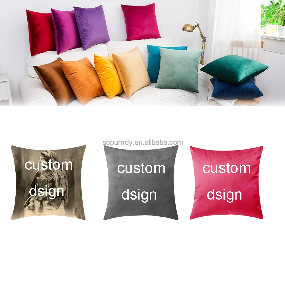 18 x 18 Inch 45 x 45 cm Wholesale Custom Logo Sofa Throw Luxury Pillowcases Pillow Velvet Christmas Cushion Cover Case