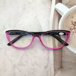Kacamata baca bingkai mata kucing bening PC wanita desainer grosir kacamata anticahaya biru
