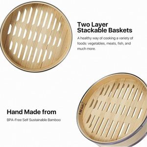 Cesta para Cocinar al Vapor Personalizada, Cesta para <span class=keywords><strong>Sushi</strong></span>, Vaporera Artesanal de Bambú de 2 Piezas, Vaporera para Niños - Product Image 4