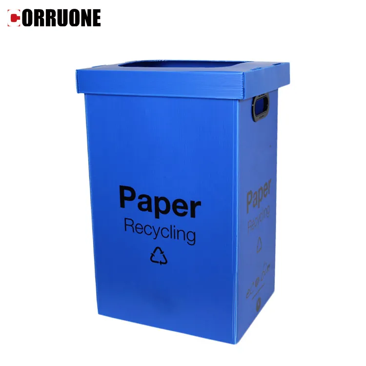 OEM Accepted Colorful Foldable pp corrugated plastic Recycle Bin Storage Box For Waste