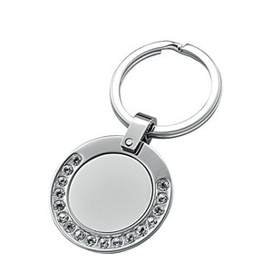 Portachiavi LED rotondi con cristalli Digital foto portachiavi con Logo inciso a Laser - Product Image 1