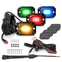 Kit de 4 luces LED para roca, de un solo color (rojo, azul, verde, amarillo), de aluminio, para el compartimento de las ruedas y la parte inferior de la carrocería, para camiones 4x4, todoterreno, ATV y SUV